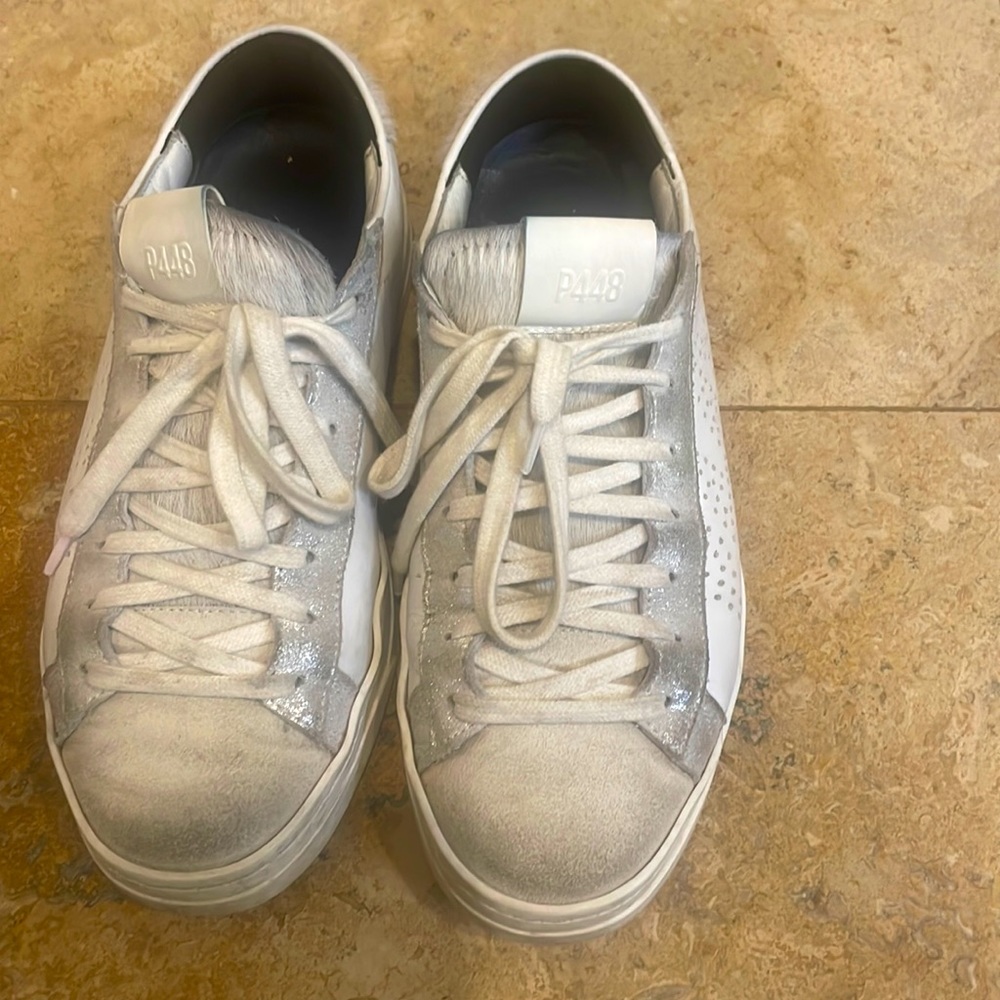 P448 White and Gray Athletic Shoes